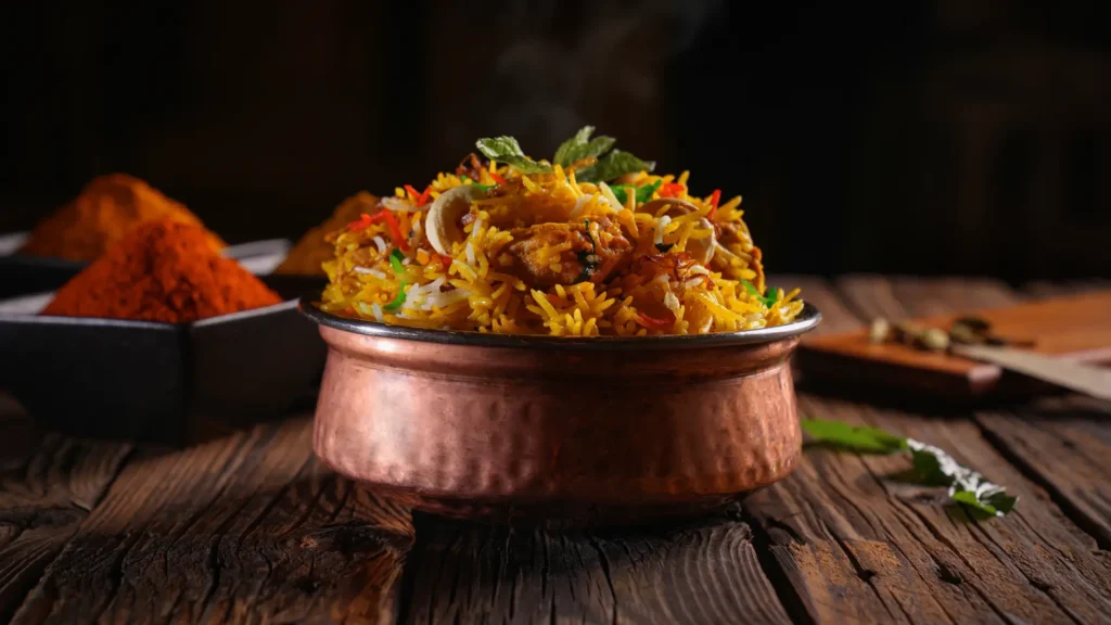 Halal chicken biriyani at Bengal Brasserie, Bath